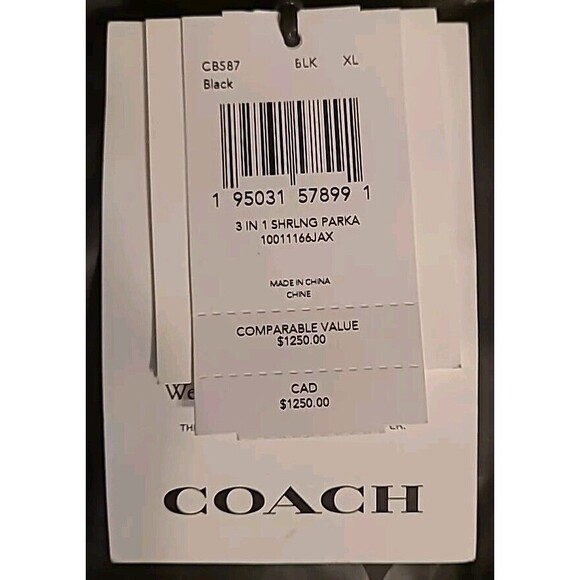 Coach 3 In 1 Men's Size X-Large Black Shearling Hooded Duck Down Parka CB587 New - Picture 2 of 10